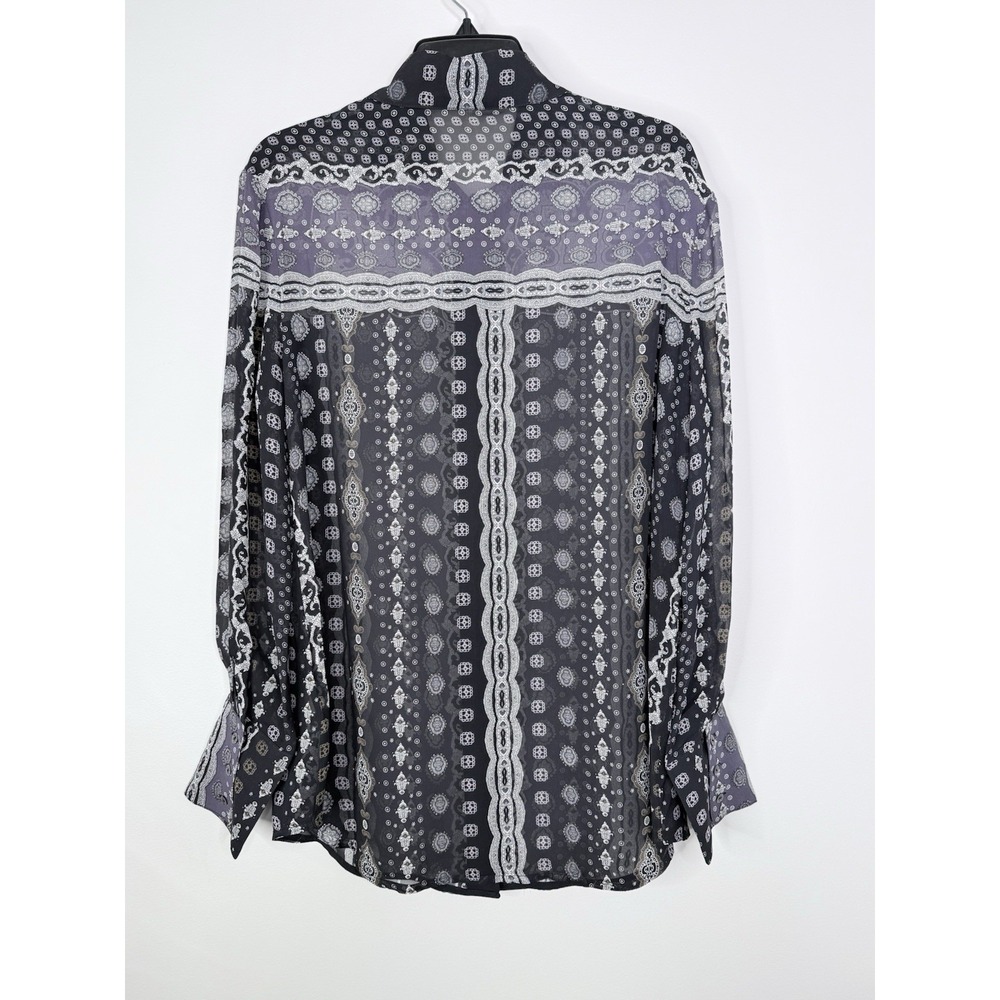 Robert Graham Womens Large‎ Silk Sheer Bandana Button Down Shirt Black - Picture 5 of 9